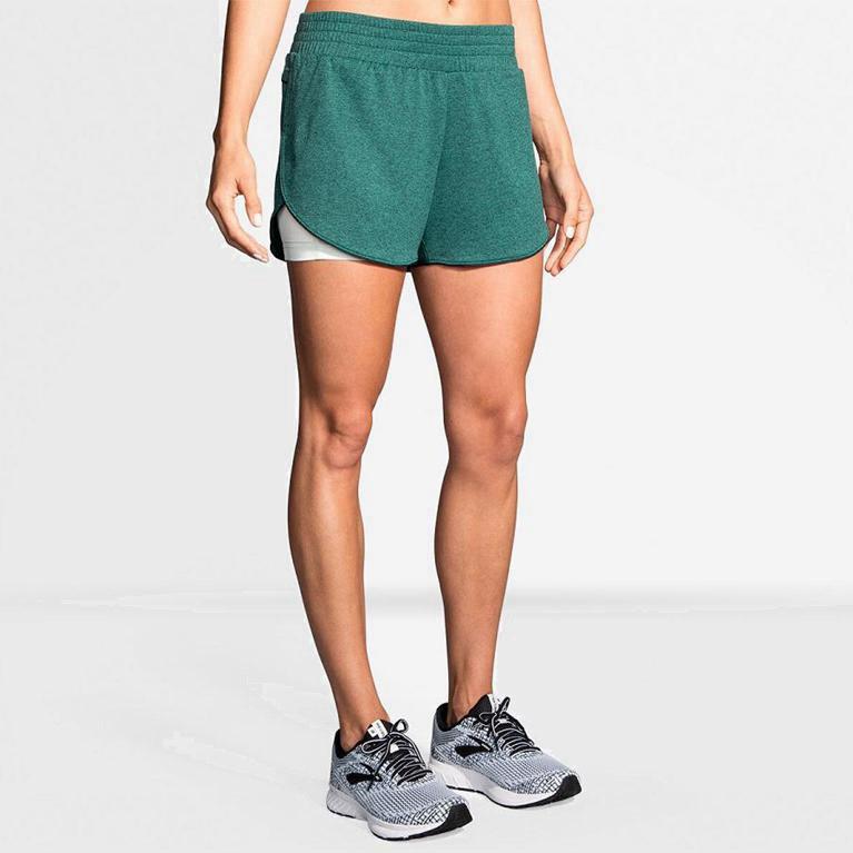 Brooks Rep 3 2-In-1 NZ - Women's Running Shorts - Green (56734-ALNC)